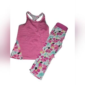 Gymboree Pink Striped Tank with Floral Leggings Set